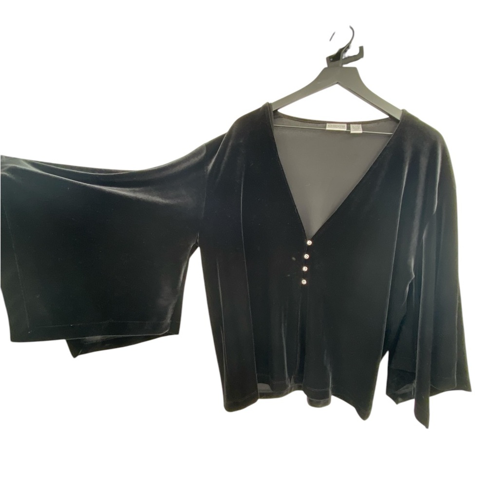 Vintage Chico’s Black Velvet‎ Kimono Topper Women’s 2 Large Jacket Velour Goth
